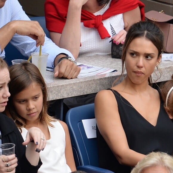 Jessica Alba était présente avec ses filles Honor et Haven à l'US Open le 10 septembre 2016 à New York pour la finale dames, remportée par Angelique Kerber. © John Barrett/Globe Photos/Zuma Press/Bestimage