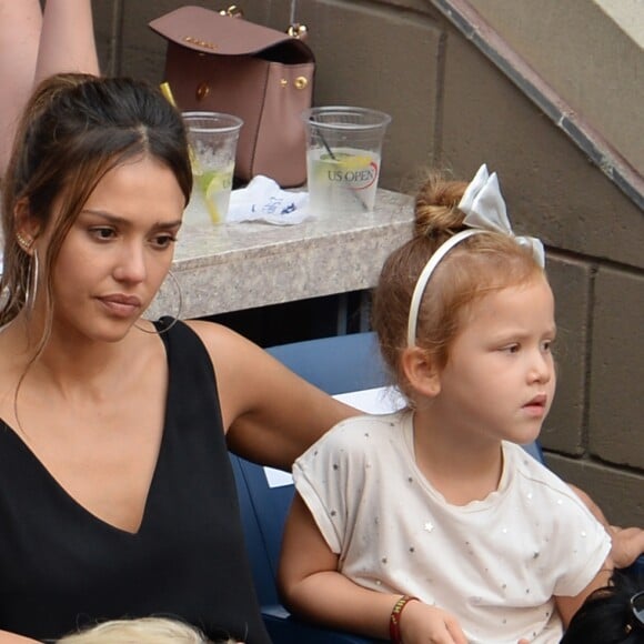 Jessica Alba était présente avec ses filles Honor et Haven à l'US Open le 10 septembre 2016 à New York pour la finale dames, remportée par Angelique Kerber. © John Barrett/Globe Photos/Zuma Press/Bestimage