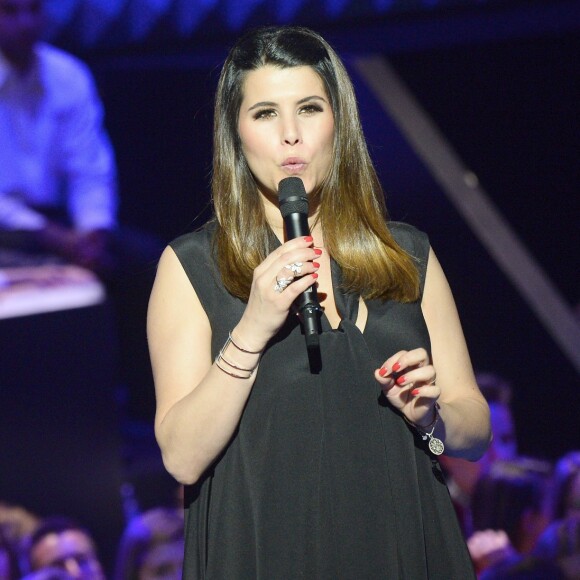 Nikos Aliagas et Karine Ferri - Plateau de la finale de l'émission "The Voice" à Paris. Le 14 mai 2016 © Coadic Guirec / Bestimage