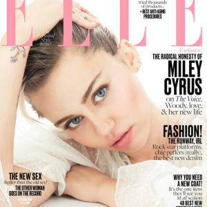 Miley Cyrus en couverture du magazine Elle, en kiosques en septembre 2016