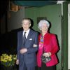 Exclusif - Le comte Carl Johan Bernadotte et la comtesse Gunnila, comte et comtesse de Wisborg, le 28 avril 2006 lors d'un dîner pour les 60 ans du roi Carl XVI Gustaf de Suède, leur neveu.
