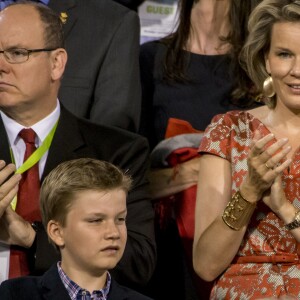 Le prince Albert II de Monaco et la reine Mathilde de Belgique le 9 septembre 2016 au stade Roi Baudouin à Bruxelles lors du Memorial Van Damme, dernière étape de la Diamond League. © Danny Gys/Reporters/ABACAPRESS.COM