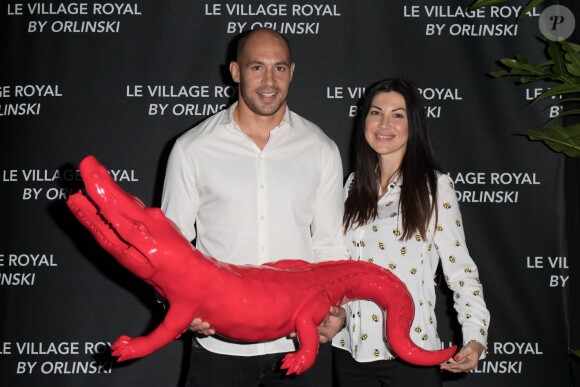 Exclusif - Sergio Parisse et sa compagne Silvia Bragazzi  à l'Inauguration du Village Royal By Richard Orlinski à Paris le 15 septembre 2016. © Bellak-Moreau/Bestimage