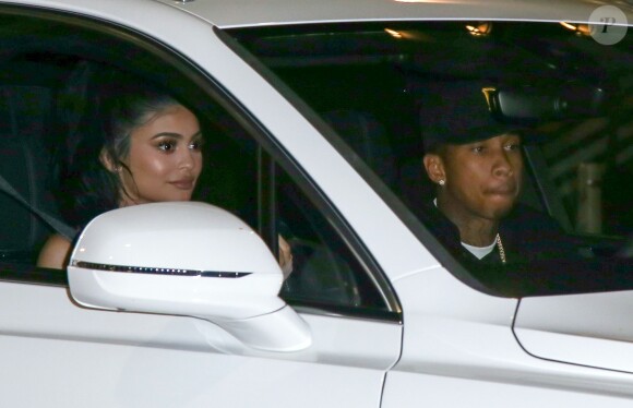 Kylie Jenner et son compagnon le rappeur Tyga lors du lancement de Boohoo X Jordyn Woods au NeueHouse Hollywood à Los Angeles, le 31 août 2016.