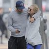 Exclusif - Patrick Schwarzenegger embrasse et câline sa petite amie Abby Champion à la sortie d'un complexe sportif à Santa Monica. Patrick a fêté son anniversaire (23 ans) la veille. Le 19 septembre 2016