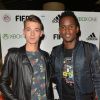 Léonard Trierweiler et Black M ( Alpha Diallo) à la soirée de lancement du jeu vidéo " FIFA 17" au Cercle Cadet à Paris le 26 septembre 2016. © Veeren