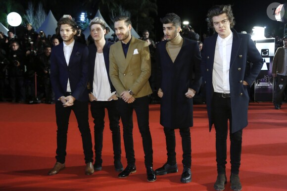 Louis Tomlinson, Niall Horan, Liam Payne, Zayn Malik und Harry Styles (One Direction) lors de la  15eme edition des NRJ Music Awards a Cannes. Le 14 decembre 2013