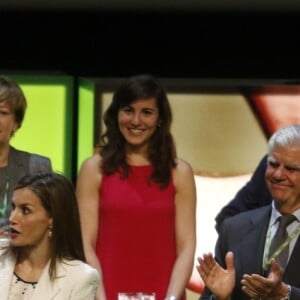 La reine Letizia d'Espagne lors de la Journée mondiale de la lutte contre le cancer à Barcelone le 22 septembre 2016.