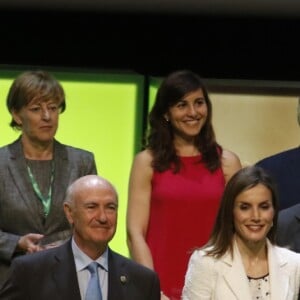 La reine Letizia d'Espagne lors de la Journée mondiale de la lutte contre le cancer à Barcelone le 22 septembre 2016.