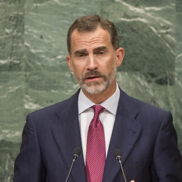 Le roi d'Espagne Felipe VI pendant un discours lors du premier jour de la 71e Assemblée Générale de l'ONU à New York, le 20 septembre 2016.