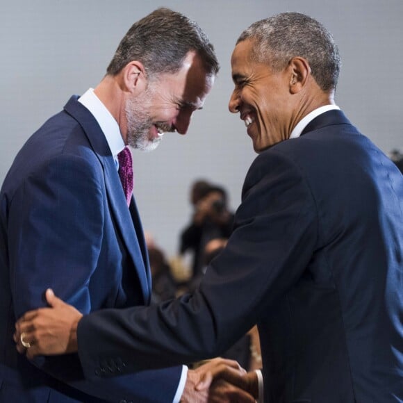 Le roi d'Espagne Felipe VI et le président des Etats-Unis Barack Obama lors du premier jour de la 71e Assemblée Générale de l'ONU à New York, le 20 septembre 2016. 