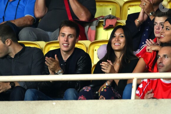 Louis Ducruet et sa compagne Marie assistent au match de football de la Ligue des Champions (phase de groupes) "Monaco contre Leverkusen (1-1)" au stade Louis II à Monaco. Le 27 septembre 2016. ©Bruno Bébert/Bestimage