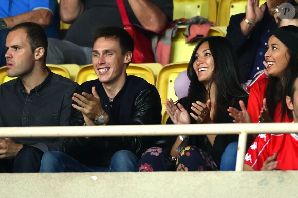 Louis Ducruet et sa compagne Marie assistent au match de football de la Ligue des Champions (phase de groupes) "Monaco contre Leverkusen (1-1)" au stade Louis II à Monaco. Le 27 septembre 2016. ©Bruno Bébert/Bestimage