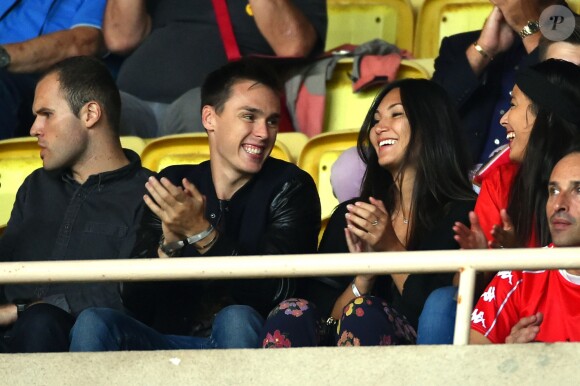 Louis Ducruet et sa compagne Marie assistent au match de football de la Ligue des Champions (phase de groupes) "Monaco contre Leverkusen (1-1)" au stade Louis II à Monaco. Le 27 septembre 2016. ©Bruno Bébert/Bestimage