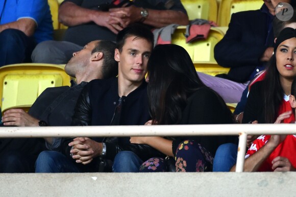 Louis Ducruet et sa compagne Marie assistent au match de football de la Ligue des Champions (phase de groupes) "Monaco contre Leverkusen (1-1)" au stade Louis II à Monaco. Le 27 septembre 2016. ©Bruno Bébert/Bestimage