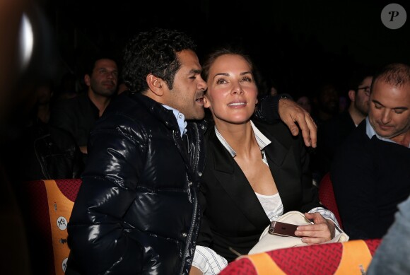 Jamel Debbouze et sa femme Mélissa Theuriau lors de la cérémonie de clôture et palmarès du 19ème Festival International du film de Comédie de l'Alpe d'Huez, le 16 janvier 2016
