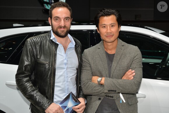 David Mora et Frédéric Chau à la soirée Jaguar et Land Rover à l'occasion de l'ouverture du 119ème édition du Mondial de l'Automobile 2016 au Paris Expo Porte de Versailles à Paris, France, le 29 septembre 2016.