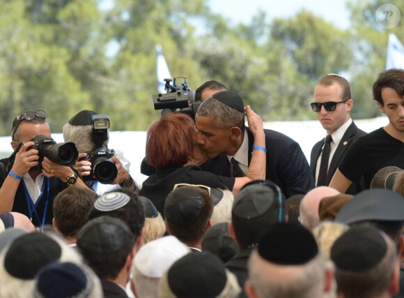 Tsvia Walden, (fille de Shimon Peres), Barack Obama - Obsèques de Shimon Pérès, au cimetière national du mont Herzl à Jérusalem. Israël, le 30 septembre 2016.