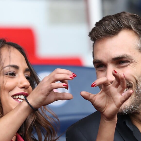 Alice Belaïdi et Gianni Giardinelli lors du match PSG - Bordeaux au Parc des Princes le 1er octobre 2016. © Cyril Moreau / Bestimage