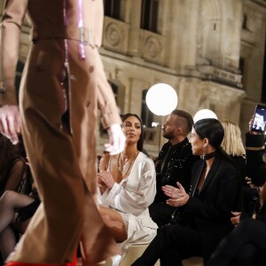 Kim Kardashian, Kourtney Kardashian, leur mère Kris Jenner et son compagnon Corey Gamble - Défilé Givenchy par Riccardo Tisci (collection prêt-à-porter printemps-été 2017) à Paris, le 2 octobre 2016. © Olivier Borde/Bestimage