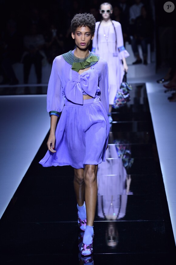 Défilé Emporio Armani (collection printemps-été 2017) à l'AccorHotels Arena. Paris, le 3 octobre 2016.