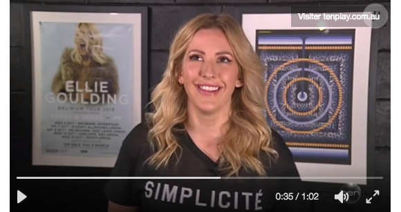 Ellie Goulding était interviewée le 5 octobre 2016 dans l'émission australienne The Project.