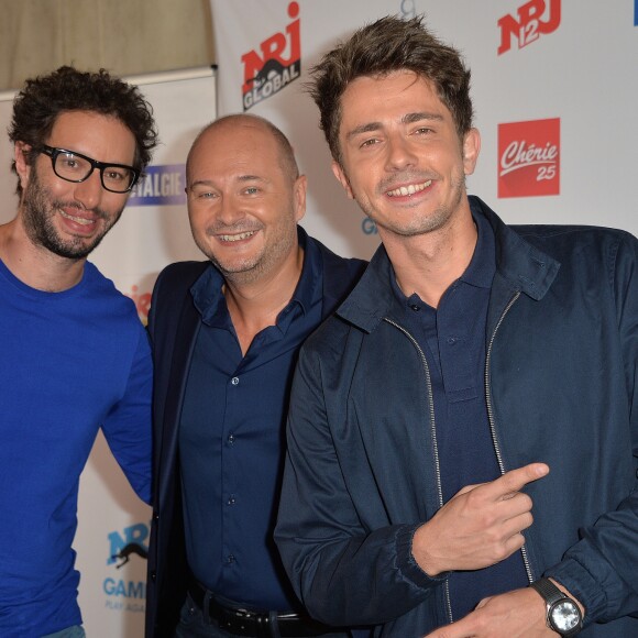 Emmanuel Levy, Sébastien Cauet et Guillaume Pley - Conférence de rentrée du groupe NRJ au Musée du Quai Branly à Paris le 14 septembre 2016. © Veeren / Bestimage