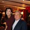 Exclusif - Caroline Barclay et son ami Sol Kerzner (homme d'affaires sud-africain, fondateur du complexe hôtelier Atlantis Paradise Island) lors de son 50ème anniversaire sur le bateau"Acajou" des Yachts de Paris, le 4 octobre 2016