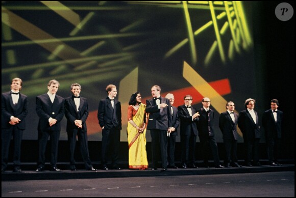 Andrzej Wajda aux côtés de grands cinéastes à Cannes en 1990.