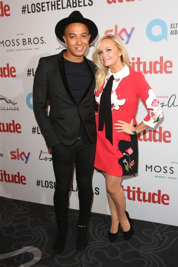 Emma Bunton et son fiancé Jade Jones à la soirée Attitude Awards 2016 à Londres, le 9 octobre 2016