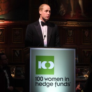 Le prince William lors de la soirée de gala de la fondation 100 Women in Hedge Funds à Londres le 10 octobre 2016, au profit de l'association SkillForce dont il est le parrain.