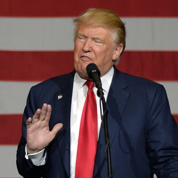 Le candidat républicain à l'élection présidentielle Donald Trump en campagne au centre South Florida Fairgrounds à West Palm Beach, Floride, Etats-Unis, le 13 octobre 2016.