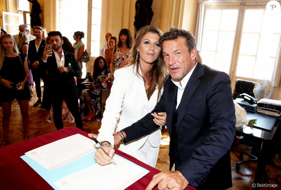 Exclusif Prix Special No Web No Blog Benjamin Castaldi Et Sa Femme Aurore Aleman Mairie Mariage Civil De Benjamin Castaldi Et Aurore Aleman A La Mai Purepeople