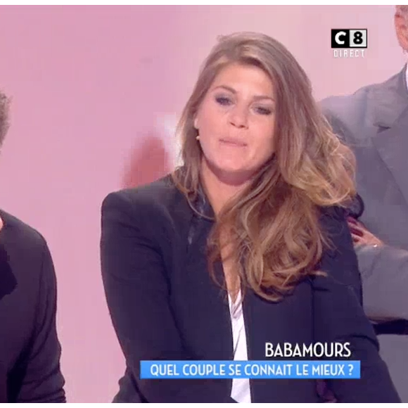 Benjamin Castaldi et sa femme Aurore dans l'émission "La folle histoire de Touche pas à mon poste !". Le 15 octobre 2016 sur C8.