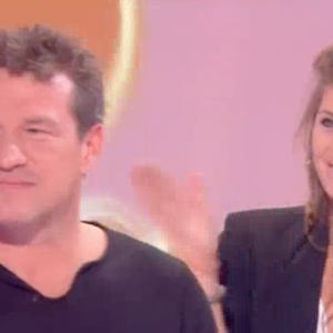 Benjamin Castaldi et sa femme Aurore dans l'émission "La folle histoire de Touche pas à mon poste !". Le 15 octobre 2016 sur C8.