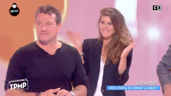 Benjamin Castaldi et sa femme Aurore dans l'émission "La folle histoire de Touche pas à mon poste !". Le 15 octobre 2016 sur C8.