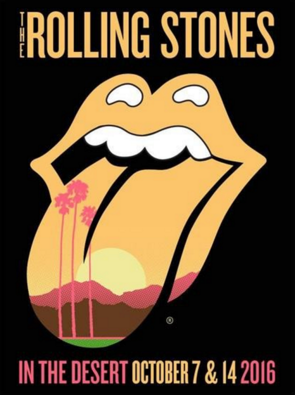 Affiche des concerts des Rolling Stones à Indio en Californie, les 7 et 14 octobre 2016.