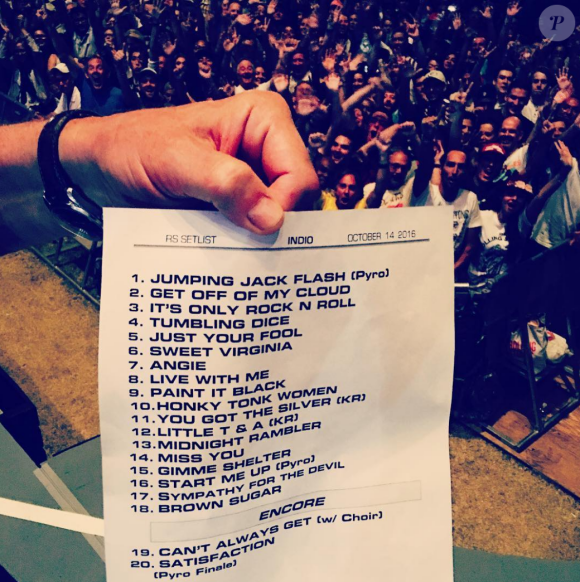 Setlist du concert des Rolling Stones à Indio en Californie, le 14 octobre 2016.