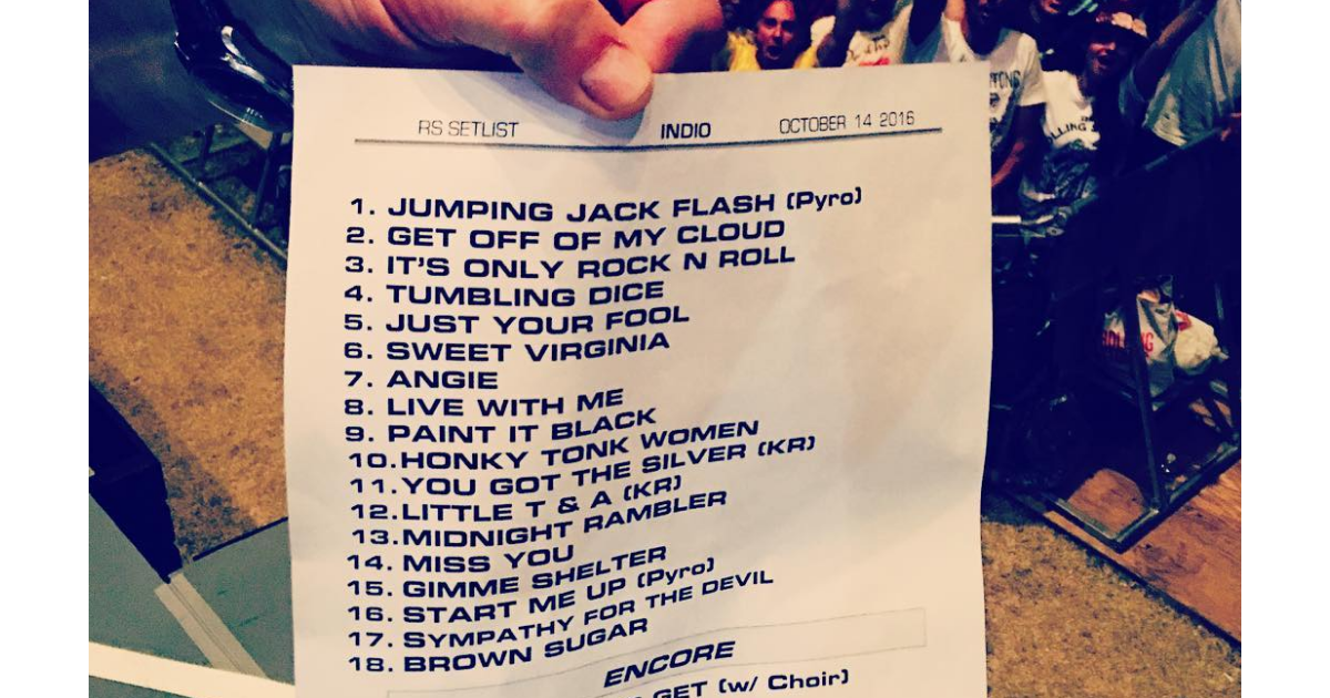 Setlist du concert des Rolling Stones à Indio en Californie, le 14