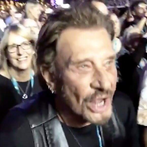 Johnny et Laeticia Hallyday chantent à tue-tête durant le concert des Rolling Stones à Indio, le 14 octobre 2016. (Capture d'écran d'une vidéo postée sur Instagram)