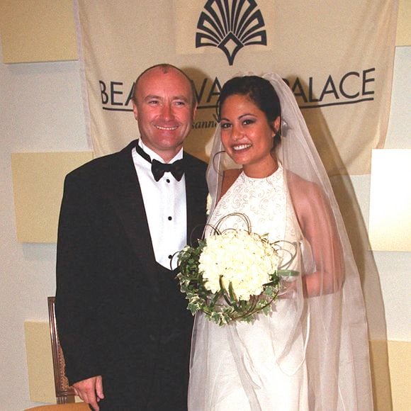 Phil Collins et sa femme Orianne le jour de leur mariage en Suisse en 1999