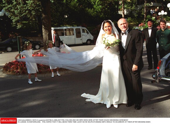 Phil Collins et Orianne le jour de leur mariage en 1999