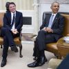 Matteo Renzi et Barack Obama discutant dans le bureau ovale à la Maison Blanche à Washington, le 18 octobre 2016