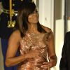 Barack Obama et Michelle Obama posant pour une photo officielle aux côtés du chef du gouvernement italien Matteo Renzi et de son épouse Agnese Landini avant le dîner d'Etat organisé à la Maison Blanche, à Washington, le 18 octobre 2016