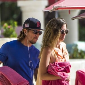 Mark Wahlberg et sa femme Rhea Durham en vacances à la Barbade, le 20 octobre 2016.