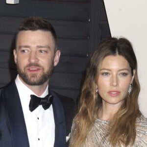 Justin Timberlake et sa femme Jessica Biel à la soirée "Vanity Fair Oscar Party" après la 88ème cérémonie des Oscars à Hollywood, le 28 février 2016.