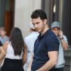 Kevin Jonas stopping to buy a greeting card from a street vendor on his brother Nick Jonas birthday and then stopping to talk to a man on the street with his friend while shopping in Soho, New York, NY, USA on september 16, 2016. Photo by Adam Nemser/startraks/ABACAPRESS.COM17/09/2016 - 