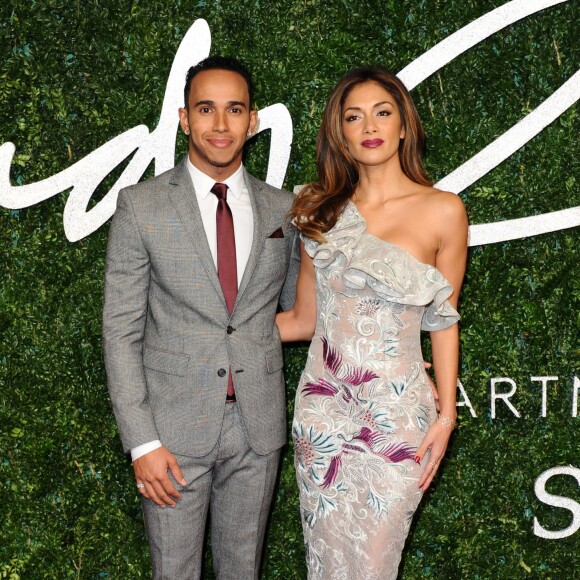 Lewis Hamilton , Nicole Scherzinger à la Soirée des "British Fashion Awards" à Londres. Le 1er décembre 2014