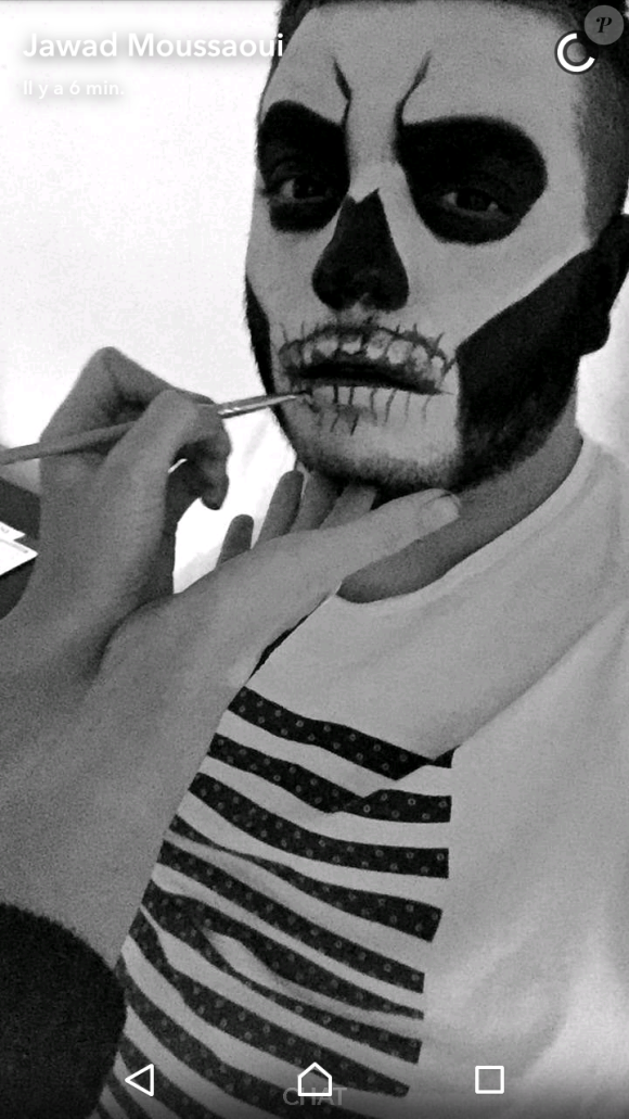 Jaja déguisé pour Halloween, lundi 31 octobre 2016, sur Snapchat