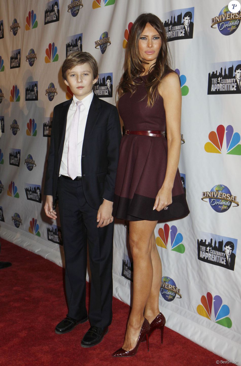 Melania Trump et son fils Barron Trump - Soirée de la série &quot;The Celebrity Apprentice&quot; à New York le 18 février 2015. C